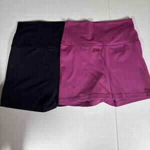 Yogalicious Lux Everyday 5" Shorts High Rise 2 Pair Black & Pink Women's XL